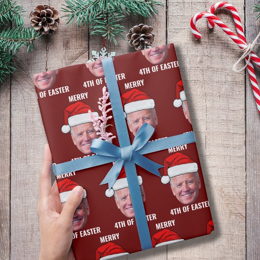 Papier Cadeau Drôle Joe Biden Joyeux 4 de Noël de Pâques