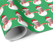 Papier Cadeau Drôle Joe Biden Snowman Custom Face Photo Xmas (Coin rond)