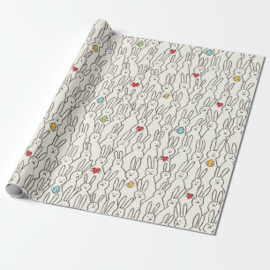 Papier Cadeau Drôle lapin cousu motif