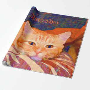 Papier Cadeau Drôle Mette Bright Orange Tabby Chat Découpage