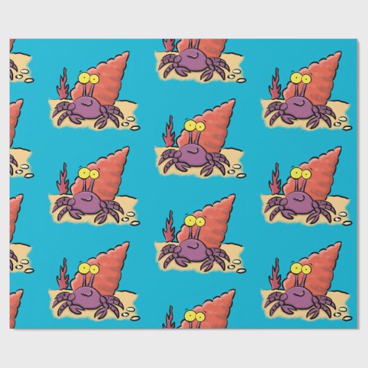 Papier Cadeau Drôle mignon caricature pourpre crabe ermite (Plat)