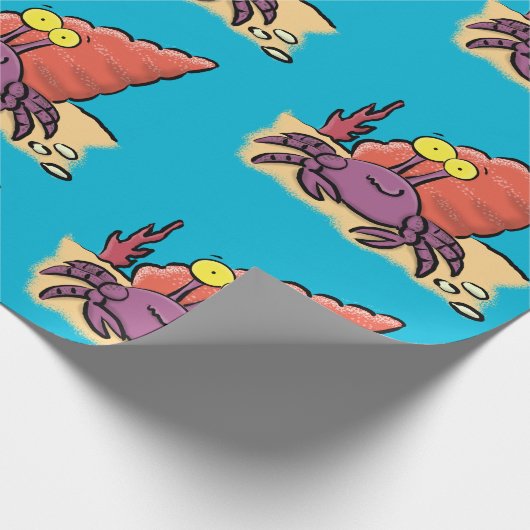Papier Cadeau Drôle mignon caricature pourpre crabe ermite (Coin)