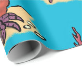 Papier Cadeau Drôle mignon caricature pourpre crabe ermite (Coin rond)