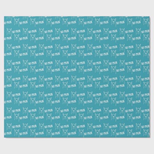 Papier Cadeau Drôle mignon sans Prob Llama Motif Bleu (Plat)
