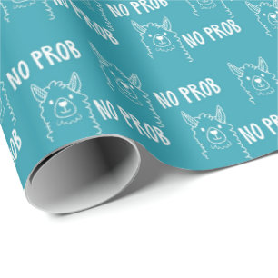 Papier Cadeau Drôle mignon sans Prob Llama Motif Bleu