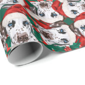 Papier Cadeau Drôle Motif de Noël dalmate (Coin rond)