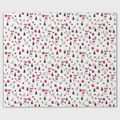 Papier Cadeau Drôle Motif De Noël De Rouge, Noir, Blanc (Plat)