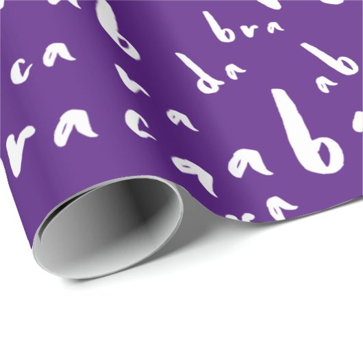 Papier Cadeau Drôle Motif sans Seamless Abracadabra Texte blanc (Coin rond)