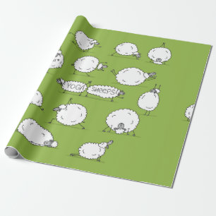 Papier Cadeau Drôle mouton faisant du yoga, croquis