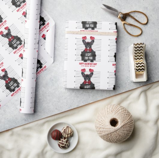Papier Cadeau Drôle Mugshot Coupable Aimer Chien Saint Valentin (Artisanat)