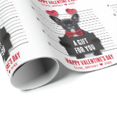 Papier Cadeau Drôle Mugshot Coupable Aimer Chien Saint Valentin (Coin rond)