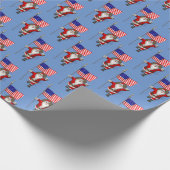 Papier Cadeau Drôle Père Noël Avec Drapeau Des Etats-Unis (Coin)