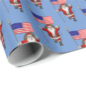 Papier Cadeau Drôle Père Noël Avec Drapeau Des Etats-Unis (Coin rond)