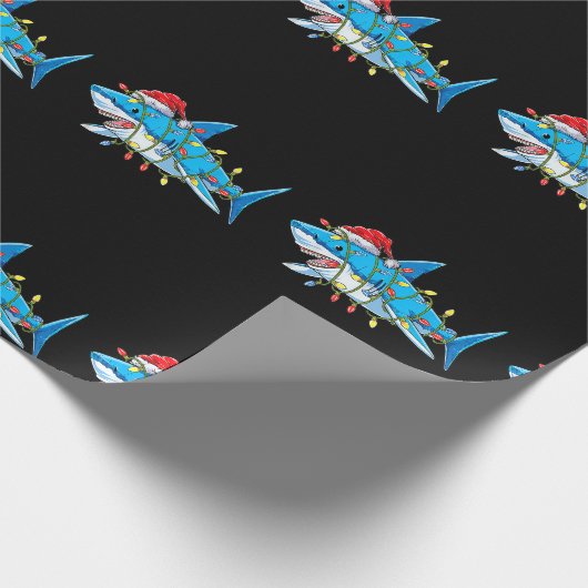 Papier Cadeau Drôle Père Noël Jaws Shark lumières de Noël Joyeux (Coin)