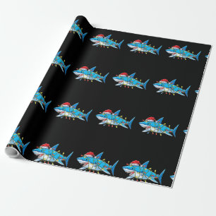 Papier Cadeau Drôle Père Noël Jaws Shark lumières de Noël Joyeux