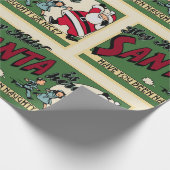 Papier Cadeau Drôle Père Noël "Naughty or Nice" Texte Rétro Noël (Coin)