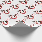 Papier Cadeau Drôle Père Noël Rouge Dragon de l'Est (Coin)