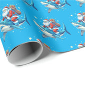 Papier Cadeau Drôle Père Noël Shark Enveloppe cadeau | Papier d' (Coin rond)