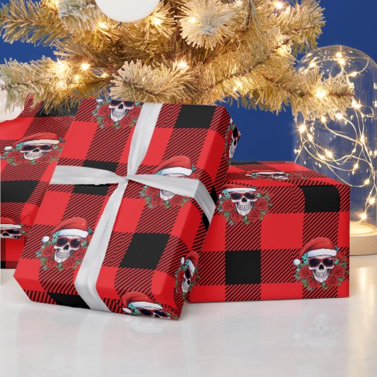 Papier Cadeau Drôle Père Noël Skull Buffalo Check papier d'envel (Vacances)