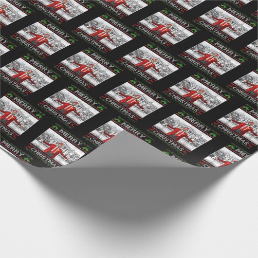 Papier Cadeau Drôle Père Noël Trump Joyeux Noël Mauvais Noël (Coin)