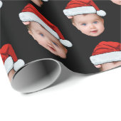 Papier Cadeau Drôle personnalisé bébé visage photo Père Noël têt (Coin rond)