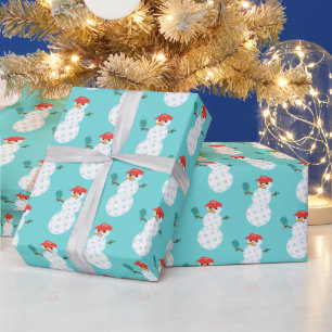 Papier Cadeau Drôle Pickleball Snowman Vacances Papier d'envelop