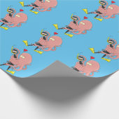 Papier Cadeau Drôle pieuvre embrasse plongeur dessin animé humou (Coin)