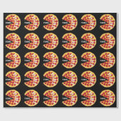 Papier Cadeau Drôle pizza pepperoni mignonne fête noir (Plat)