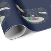 Papier Cadeau Drôle poisson OVNI vaisseau spatial dessin de dess (Coin rond)