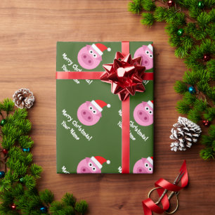 Papier Cadeau Drôle porc Père Noël dessin animé papier d'emballa