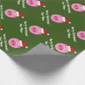 Papier Cadeau Drôle porc Père Noël dessin animé papier d'emballa (Coin)
