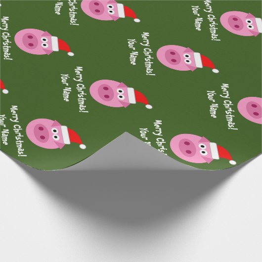 Papier Cadeau Drôle porc Père Noël dessin animé papier d'emballa (Coin)