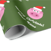 Papier Cadeau Drôle porc Père Noël dessin animé papier d'emballa (Coin rond)