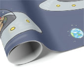Papier Cadeau Drôle poule dans l'espace dessin animé (Coin rond)
