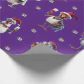 Papier Cadeau Drôle Poulet Noël Vacances Vins Fête Purple (Coin)