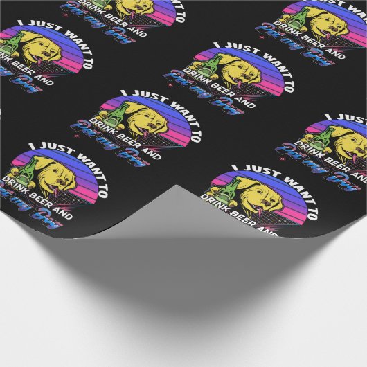 Papier Cadeau Drôle propriétaire de chien buveur de bière (Coin)