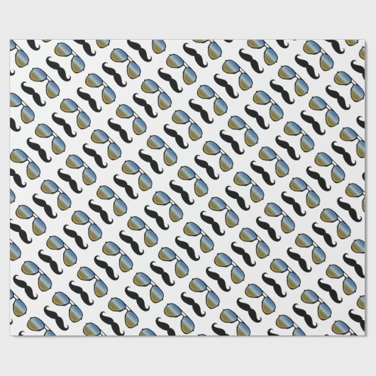 Papier Cadeau Drôle Retro Mustache lunettes de soleil (Plat)
