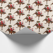 Papier Cadeau Drôle Rider Wild Santa Claus Sur Cheval Brown (Coin)