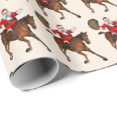Papier Cadeau Drôle Rider Wild Santa Claus Sur Cheval Brown (Coin rond)
