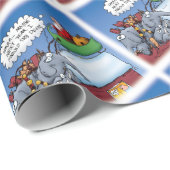 Papier Cadeau Drôle Santas Elephants Dessin (Coin rond)