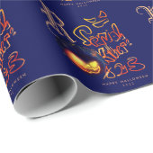 Papier Cadeau Drôle Serial Killer Typographie Éffrayant Pumbkin (Coin rond)