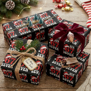 Papier Cadeau Drôle Six Sept Chapeau de Père Noël Citation de No