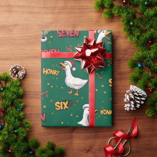 Papier Cadeau Drôle Six Sept Coincoin Oie Noël vert Meme