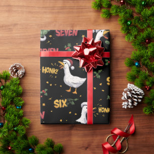 Papier Cadeau Drôle Six Sept Honk Oie Noël noir Mème