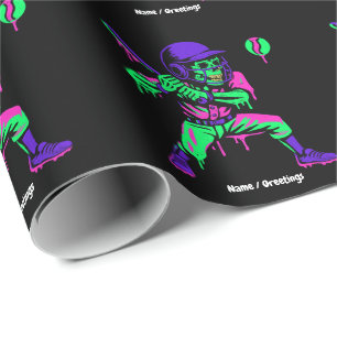 Papier Cadeau Drôle Skeleton Batting Glace Cream Driving Basebal