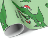 Papier Cadeau Drôle Trex Dinosaur Cadeau de Noël enveloppé (Coin rond)