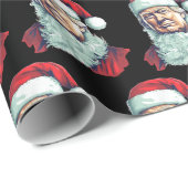 Papier Cadeau Drôle Trump Christmas Père Noël Art Portrait Graph (Coin rond)