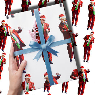 Papier Cadeau Drôle Trump Dance Santa Claus Cadeau de Noël