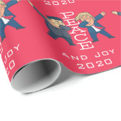 Papier Cadeau Drôle Trump KimJongUn Xmas Dabbing Peace Joy 2020 (Coin rond)