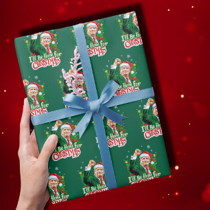 Papier Cadeau Drôle Trump Père Noël Je serai à la maison pour No